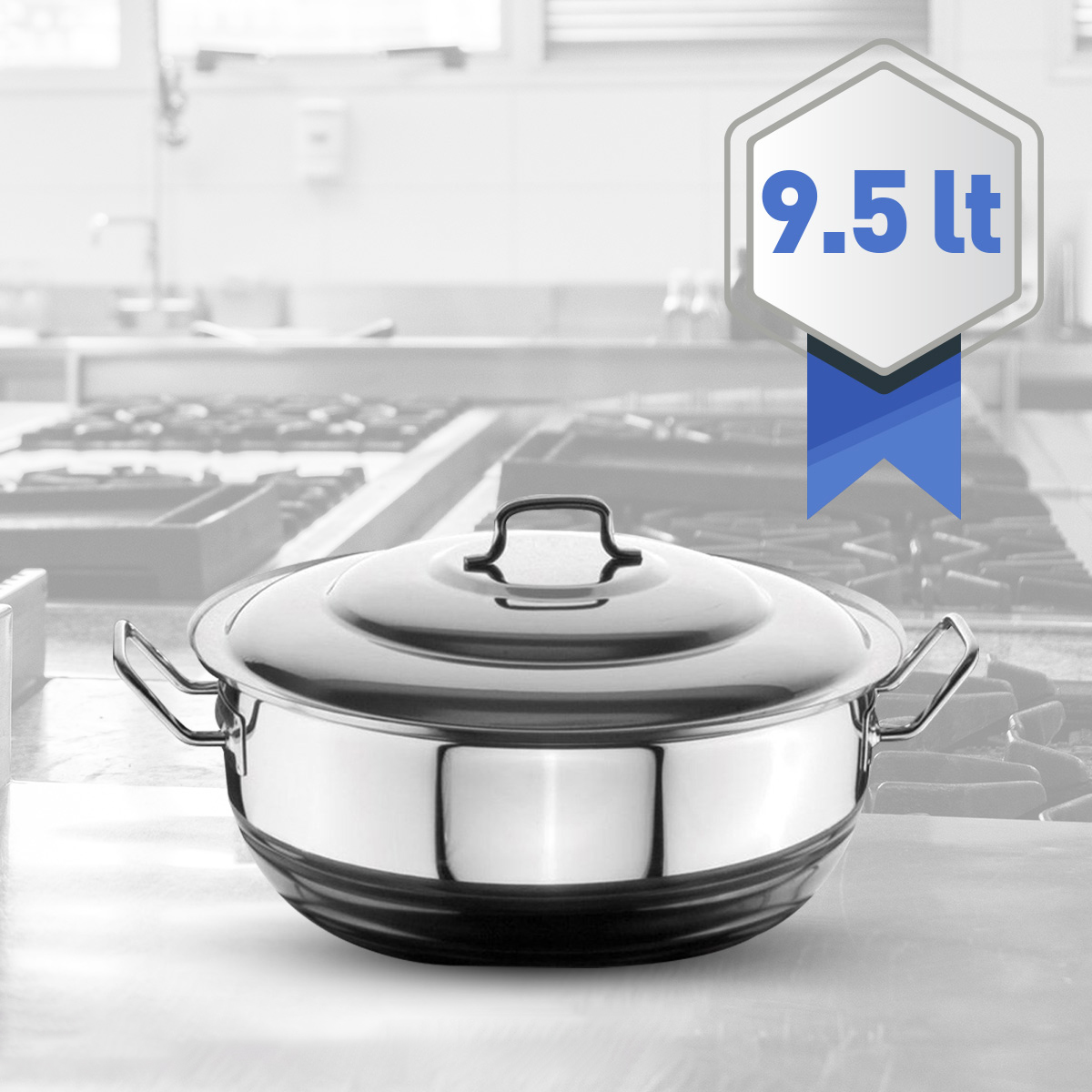 Kjele Ø300x150 mm lav rustfri induksjon 9,5 liter – Øzti