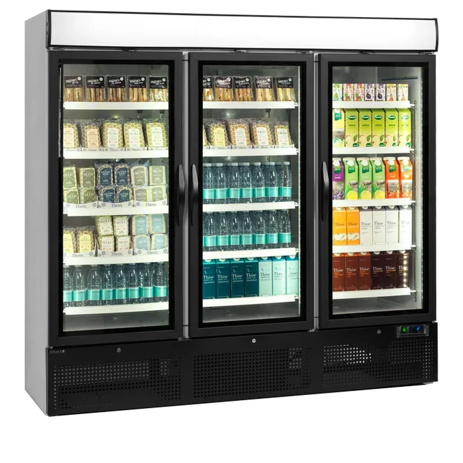 Kjøleskap med 3 glassdører – hvit – lysskilt – NC7500G – 2057×700×2022 mm – Tefcold