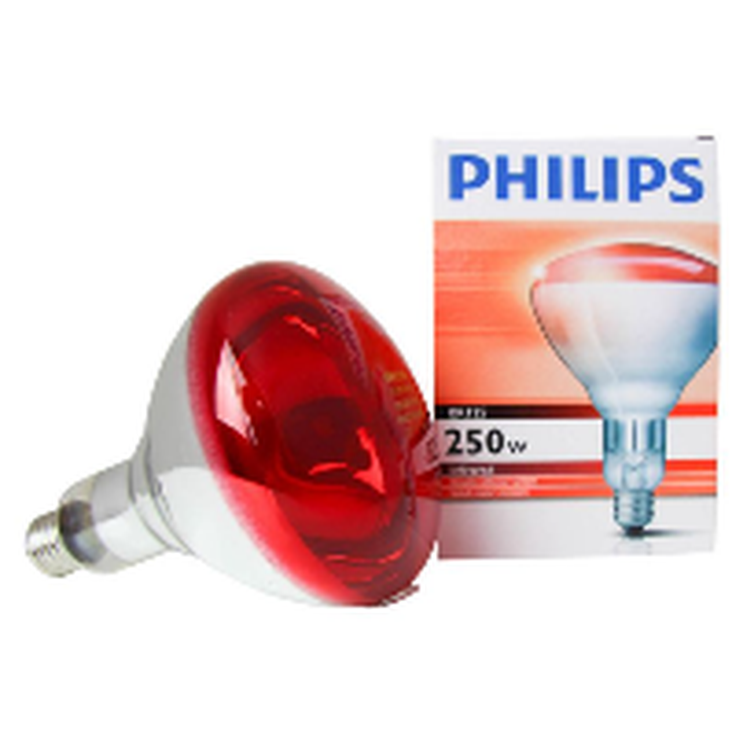 Lyspære rød for varmelampe, Philips BR125 IR 250W E27 230-250V, Turnor