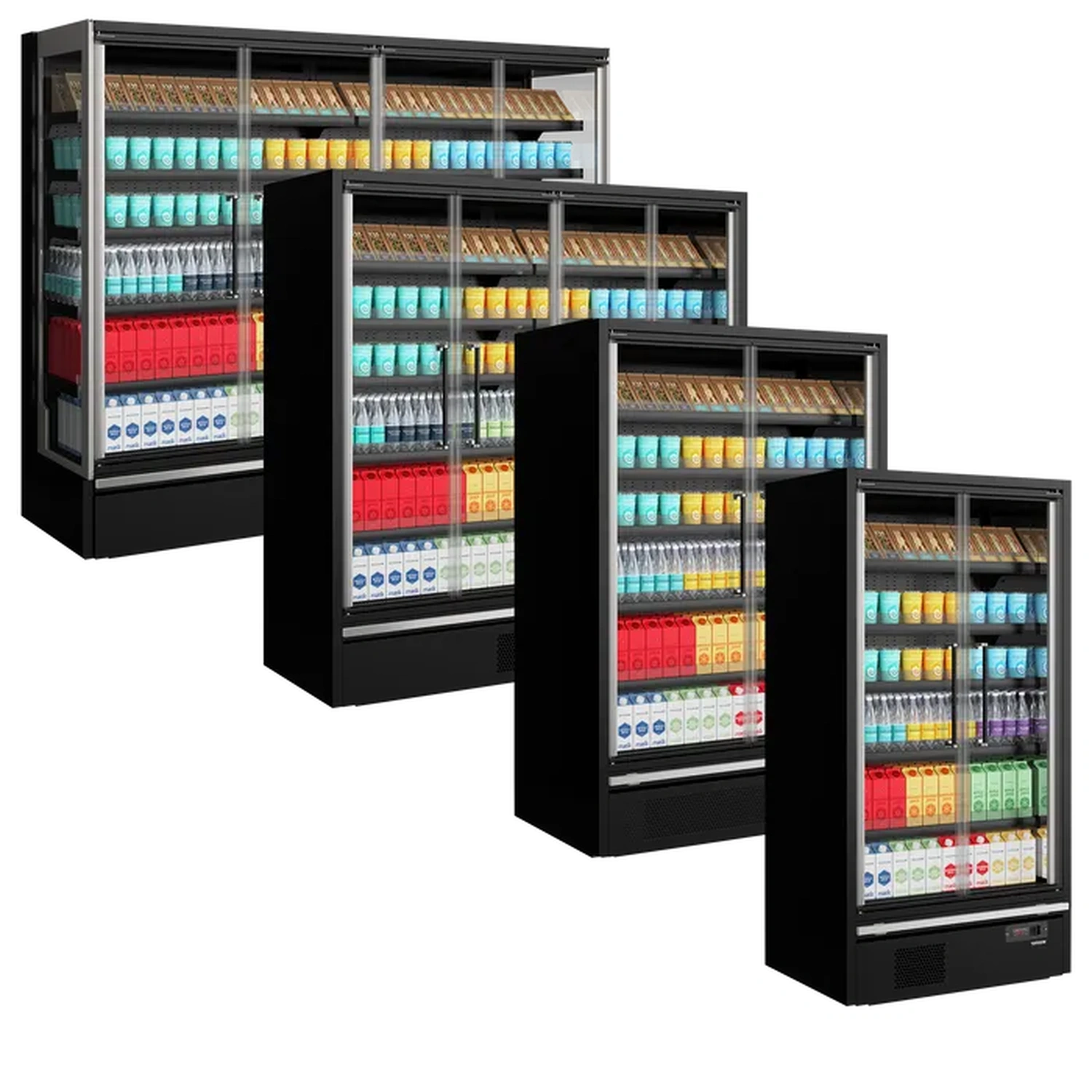 Kjølereol 4 glassdører – sort – Galaxy + GP26FGD Black – 2580×740×2040 mm – Tefcold - Bilde 3