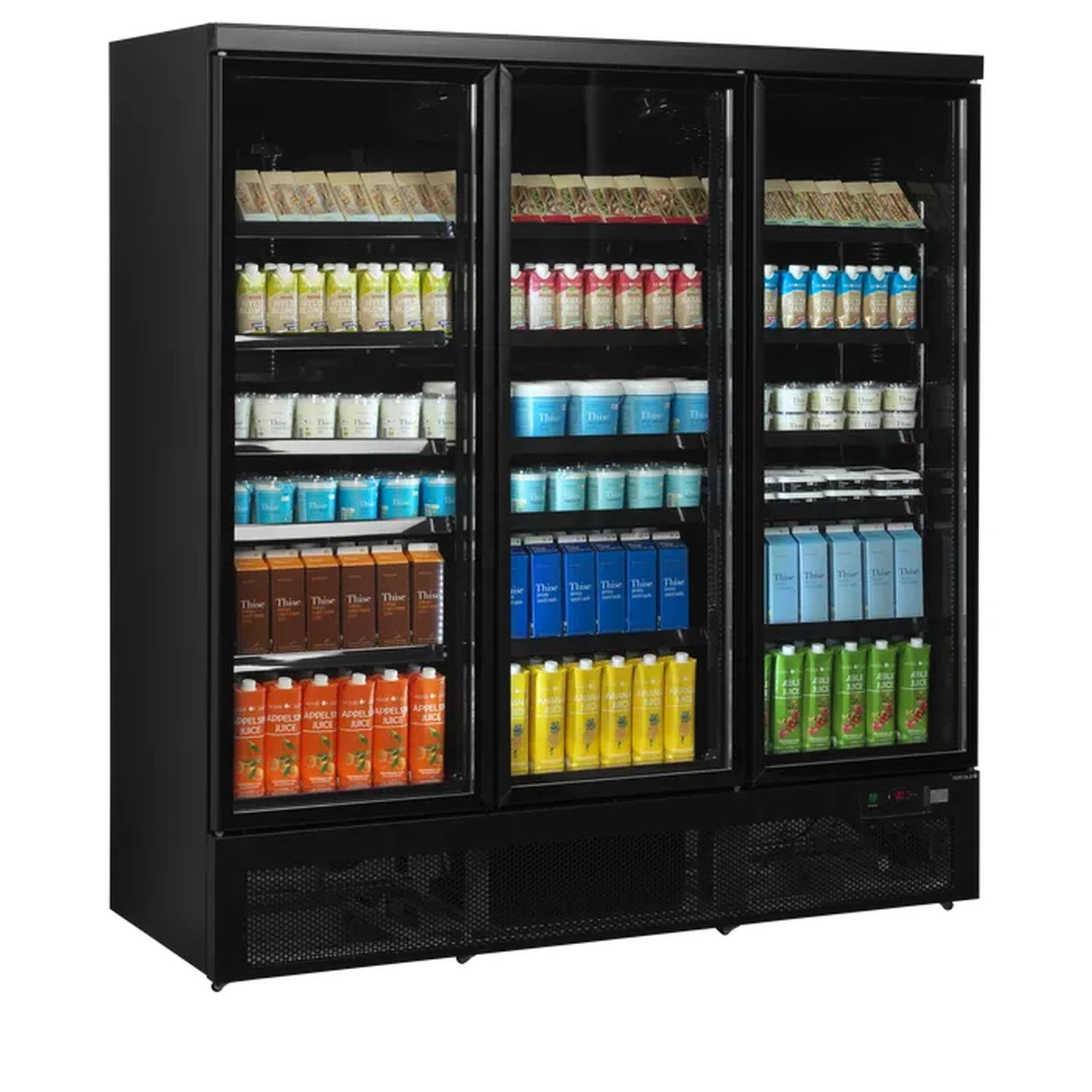 Kjøleskap med 3 glassdører – sort – Atom Maxi C3DBB – 1880×710×2003 mm – Tefcold