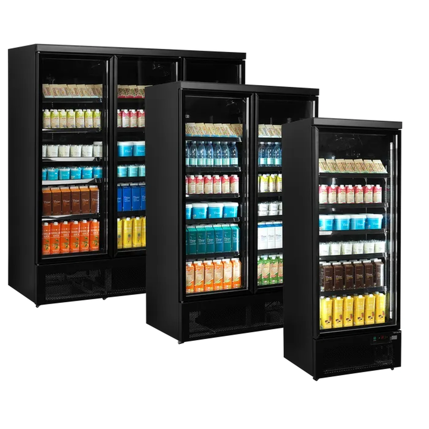 Kjøleskap med 3 glassdører – sort – Atom Maxi C3DBB – 1880×710×2003 mm – Tefcold - Bilde 4