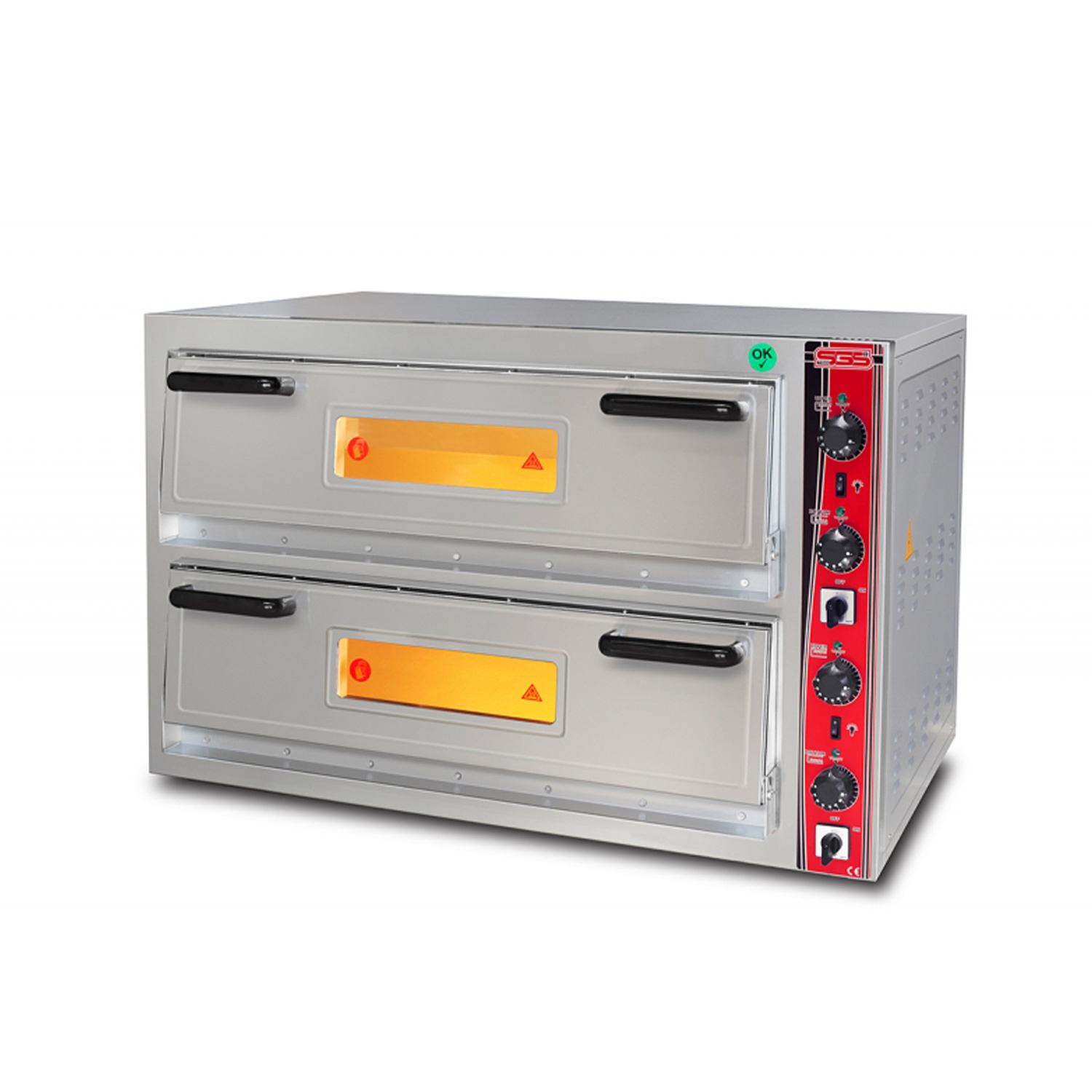 Pizzaovn elektrisk 2 etasje 4+4 stk Ø30 cm pizza – PO6868DE – SGS – 960×840×780 mm