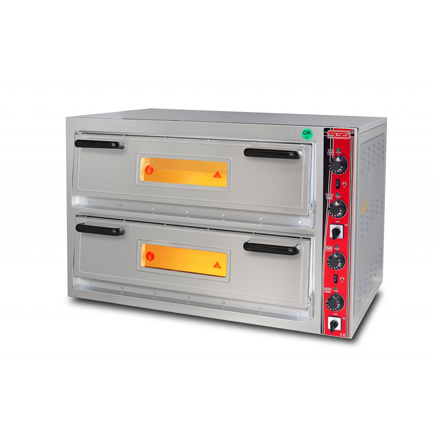 Pizzaovn elektrisk 2 etasje 4 stk Ø40 cm pizza – PO9262DE – SGS – 1180×850×760 mm