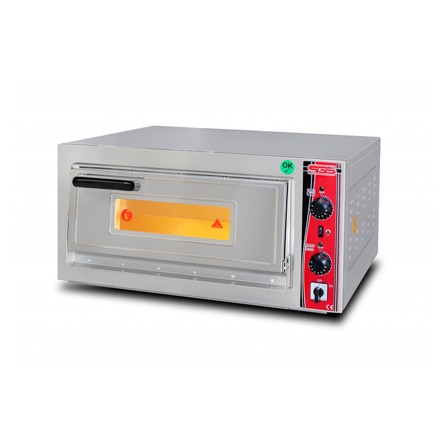 Pizzaovn elektrisk 1 etasje 4 stk Ø30 cm – PO6868E – SGS – 960×840×440 mm
