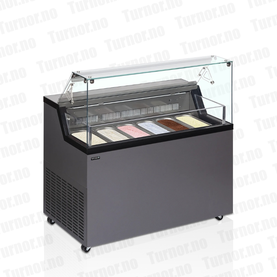 Iskremdisk – antrasit – MIRABELLA 6 – 6 stk Napoli panner – 1187×677×1190 mm – Tefcold