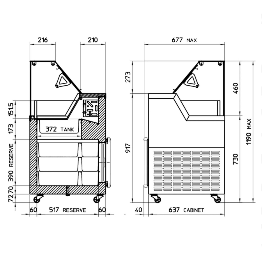 Iskremdisk – antrasit – MIRABELLA 6 – 6 stk Napoli panner – 1187×677×1190 mm – Tefcold - Bilde 5
