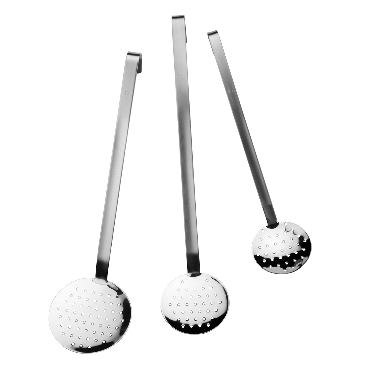 Skimmer – Serveringsskje – Ø200 mm – perforert – runde hull – nr. 7 – 1000 mm – Bergama