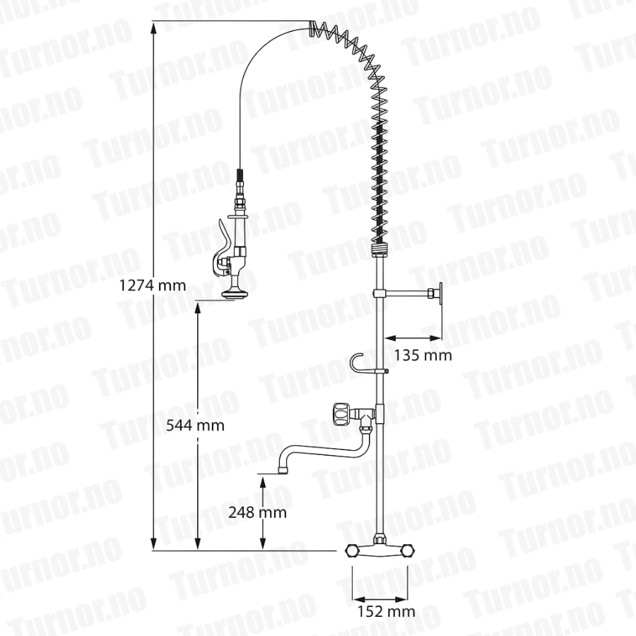Forspyledusj vegg med kran – dobbel vanntilkobling – Stalgast - Bilde 2