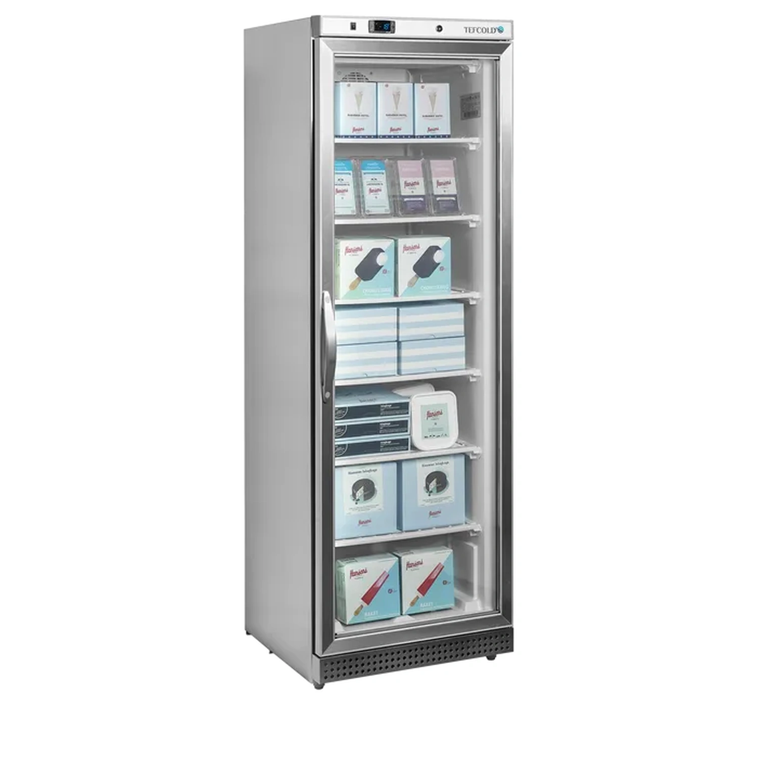 Fryseskap med 1 glassdør, rustfritt – UF400SG – 600×585×1855 mm – Tefcold