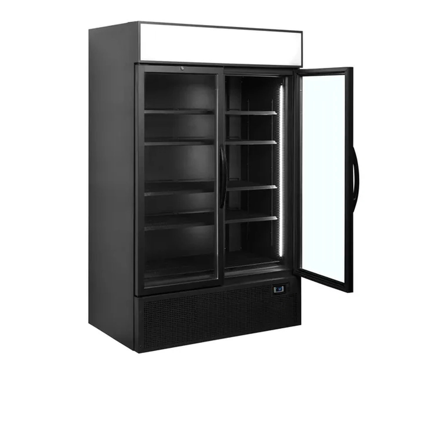 Kjøleskap med 2 glassdører – sort – lysskilt - FSC1200H BLACK – 1200×790×2000 mm – Tefcold - Bilde 3