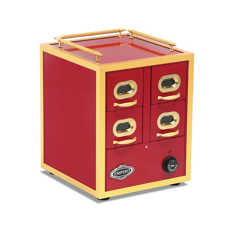 Varmeskap med 4 skuffer for nøtter