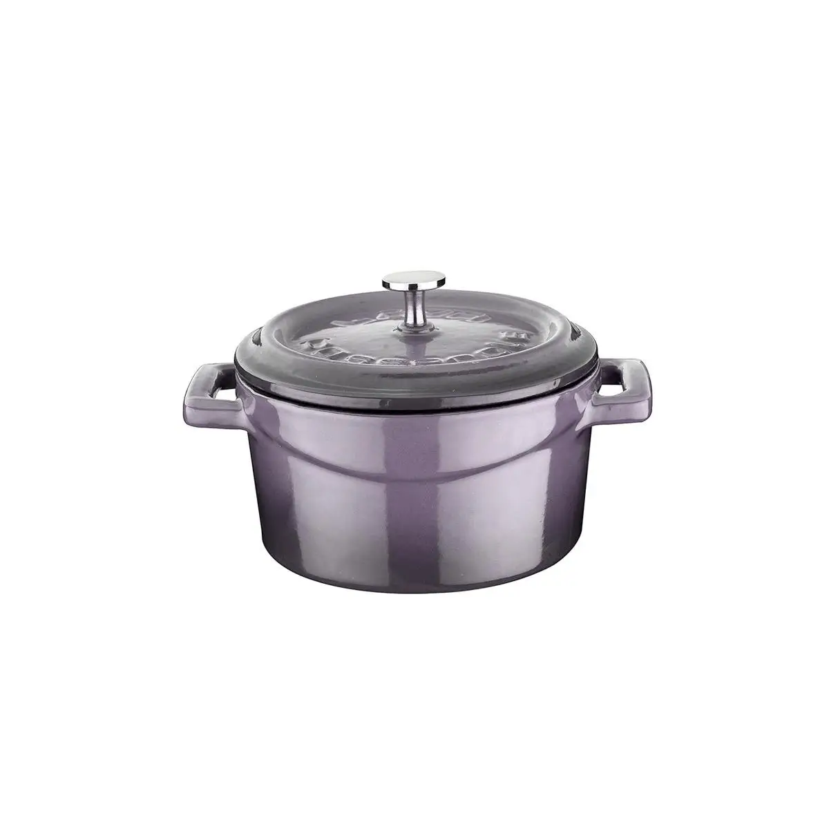 Støpejernsgryte Ø100x55 mm rund mini lilla med lokk – Lava