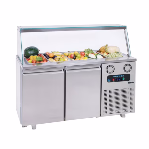 Kjølebenk med glasstopp – 2 dører – BGN2-SGC – 1400x700x850/1400 mm – Frenox