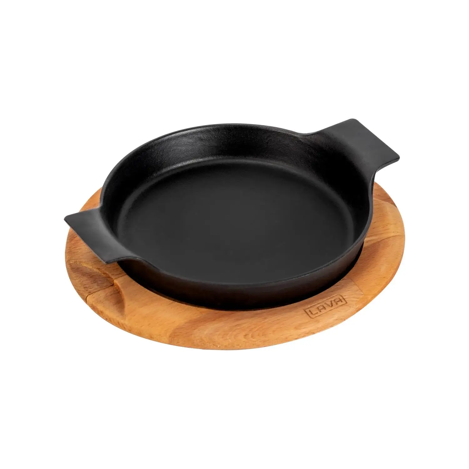 Støpejernspanne 280x238x62 mm rund sort med fjøl – Lava