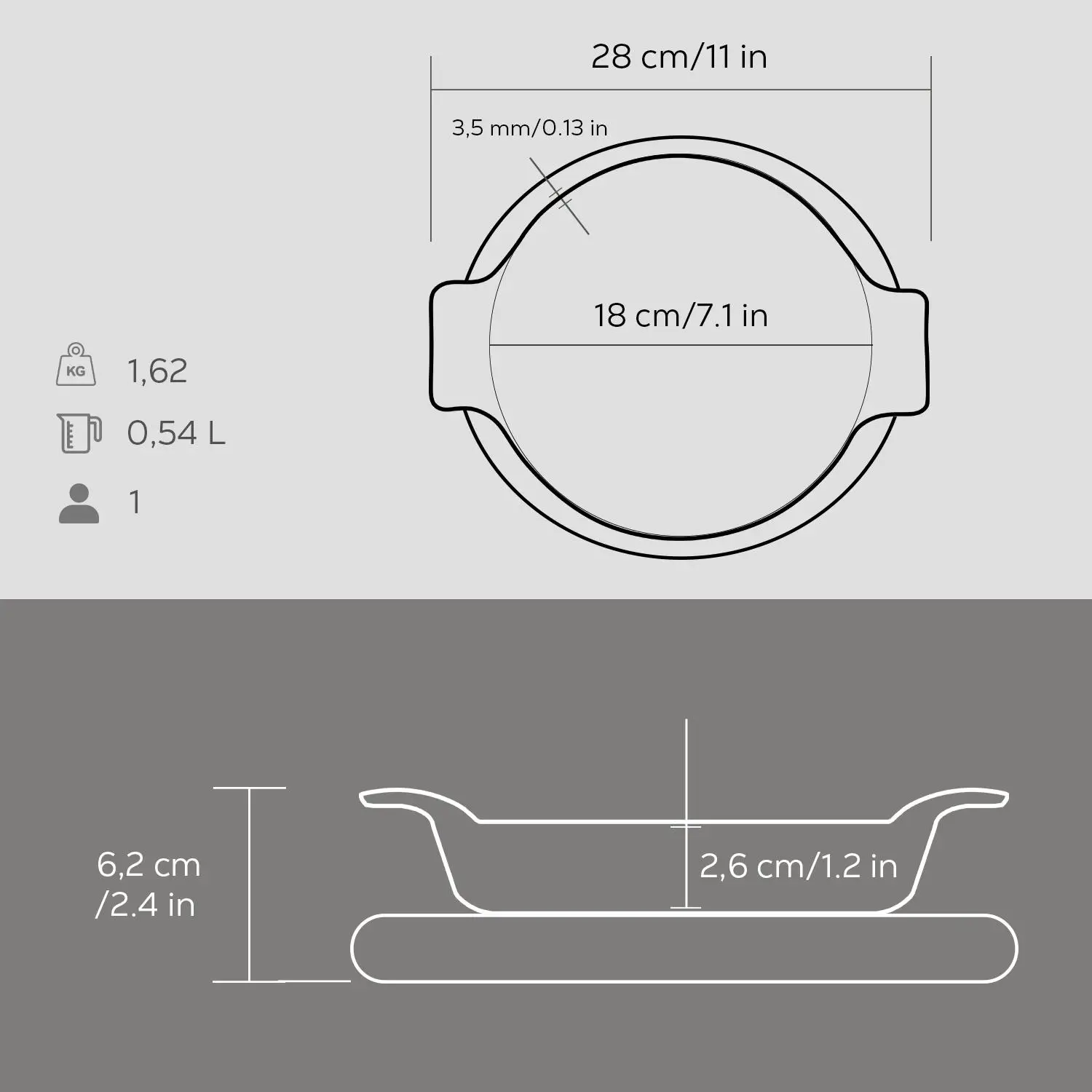 Støpejernspanne 280x238x62 mm rund sort med fjøl – Lava - Bilde 4