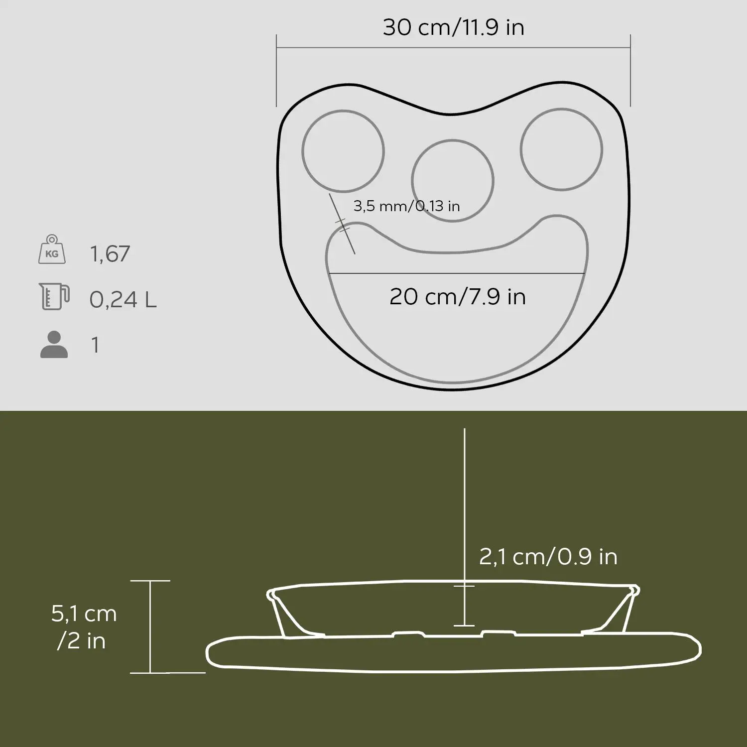 Støpejernspanne 300x265x51 mm for fajita med fjøl og 3 stk sausbeger – Lava - Bilde 2