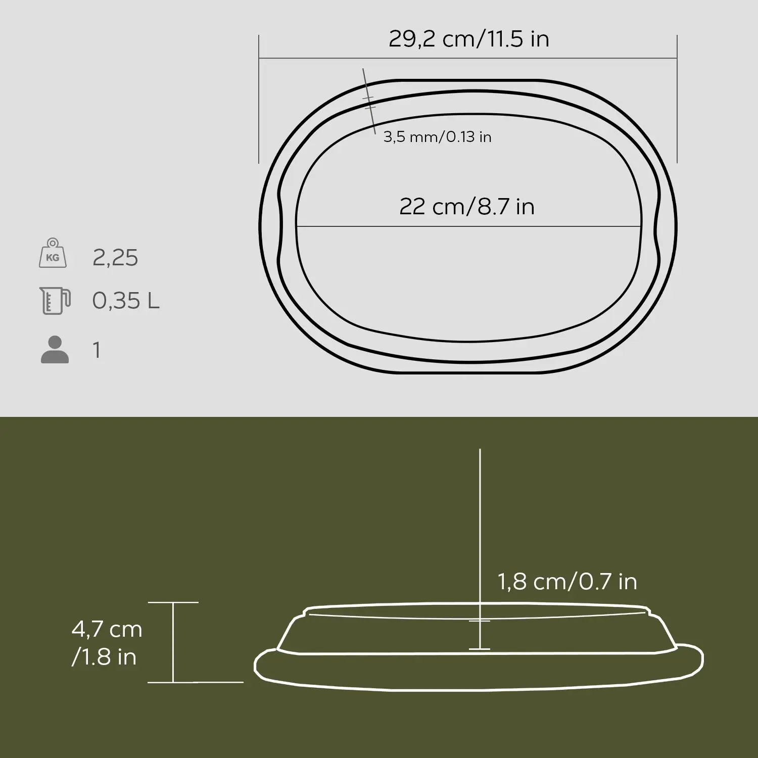 Støpejernspanne 292x213x47 mm rektangulær for fajita med fjøl – Lava - Bilde 2