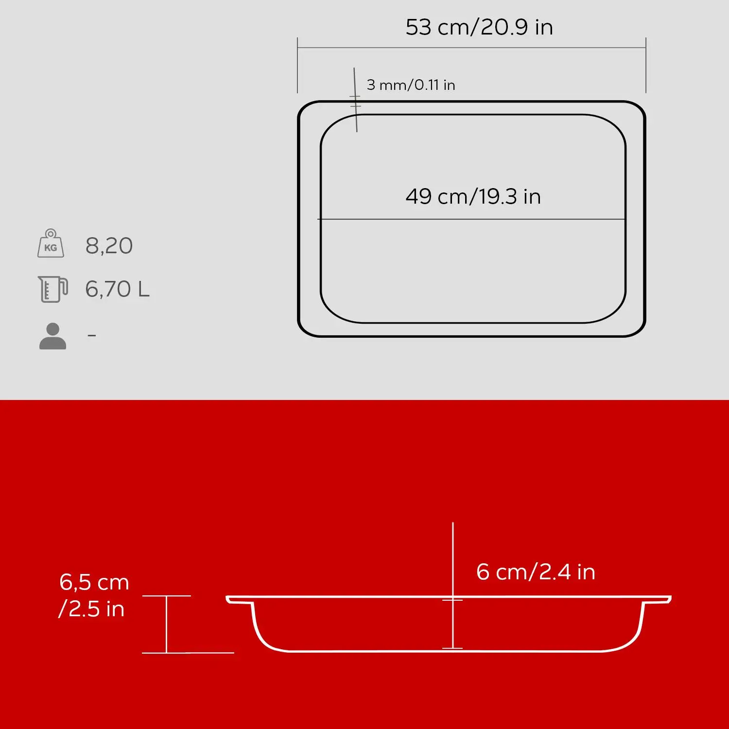 Støpejernsform 530x325x65 mm rød – Lava - Bilde 6
