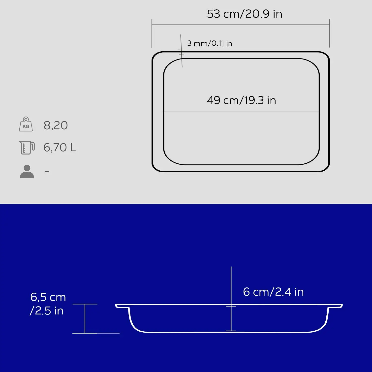 Støpejernsform 530x325x65 mm blå – Lava - Bilde 2