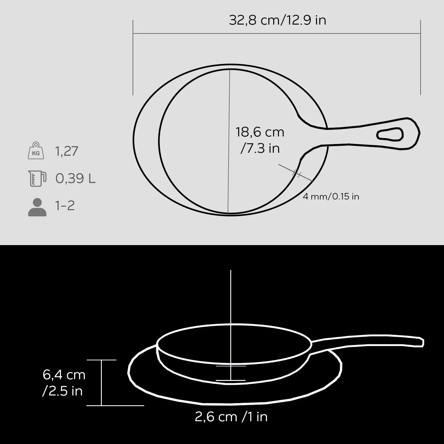 Støpejernspanne Ø160x26 mm rund med håndtak og fjøl – Lava - Bilde 4