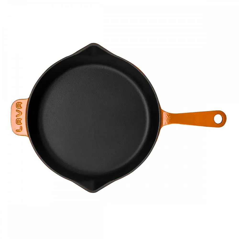 Støpejernspanne Ø280x47 mm rund med håndtak orange og helletut – Lava - Bilde 2