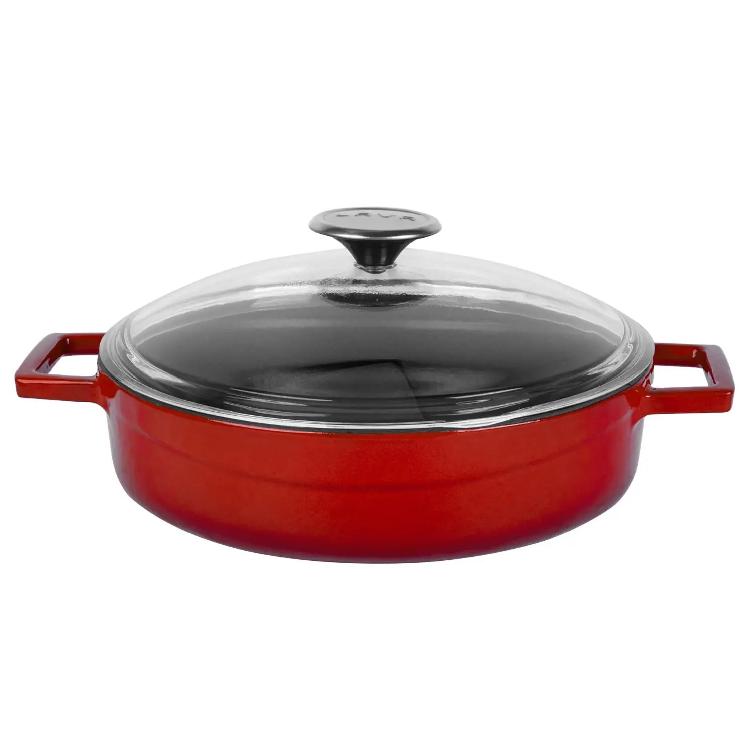 Støpejernsgryte Ø280x65 mm rund multifunksjon grønn med glasslokk – Lava - Bilde 6