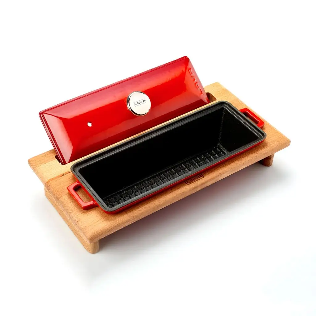 Støpejernsform 280x100x61 mm rød med stativ – 1,05 liter – Lava - Bilde 7