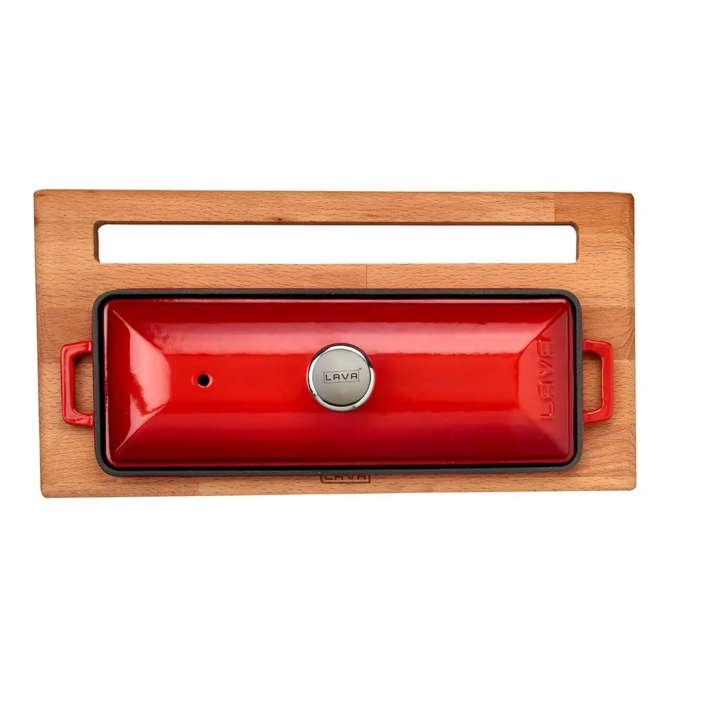 Støpejernsform 280x100x61 mm rød med stativ – 1,05 liter – Lava - Bilde 8