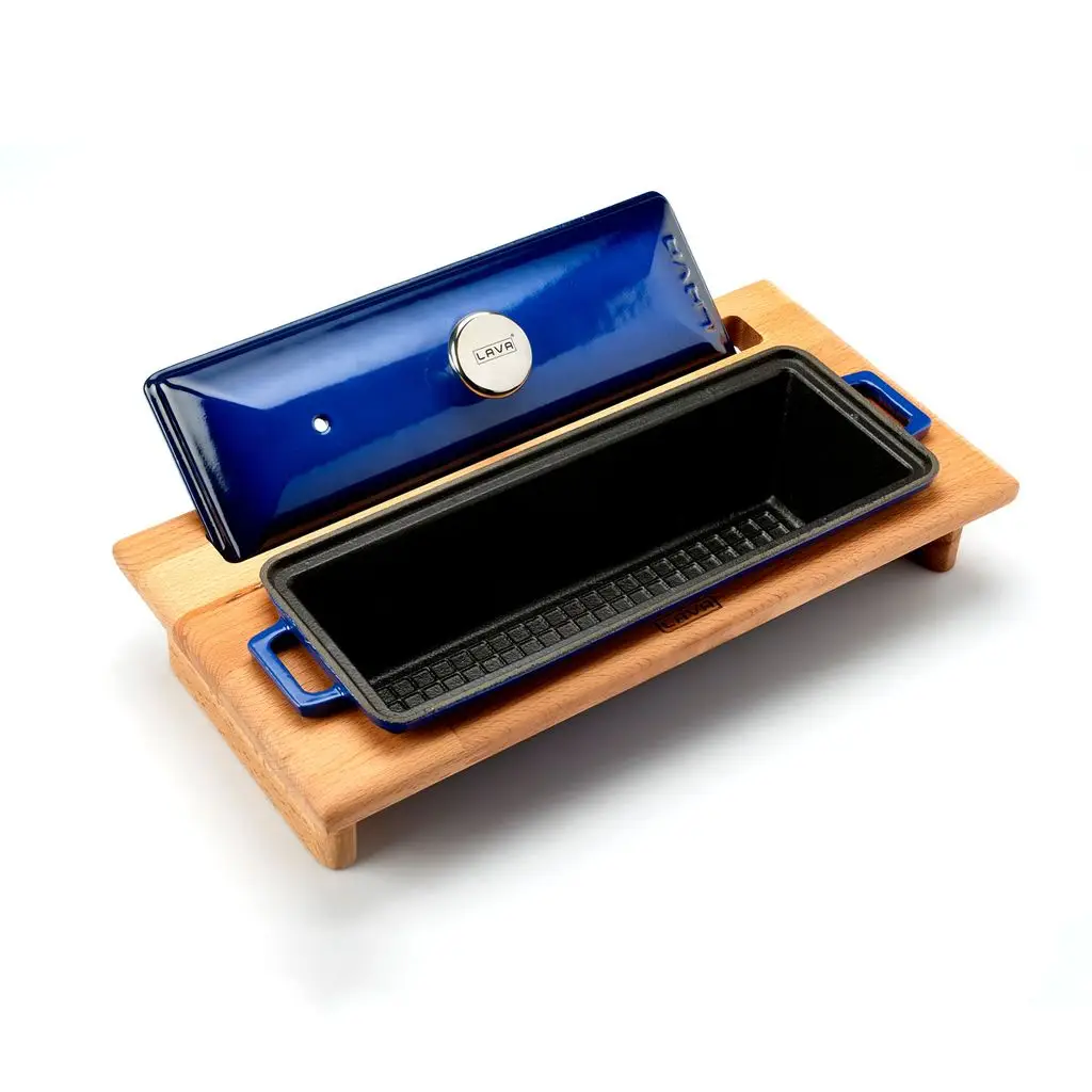 Støpejernsform 280x100x61 mm blå med stativ – 1,05 liter – Lava - Bilde 2