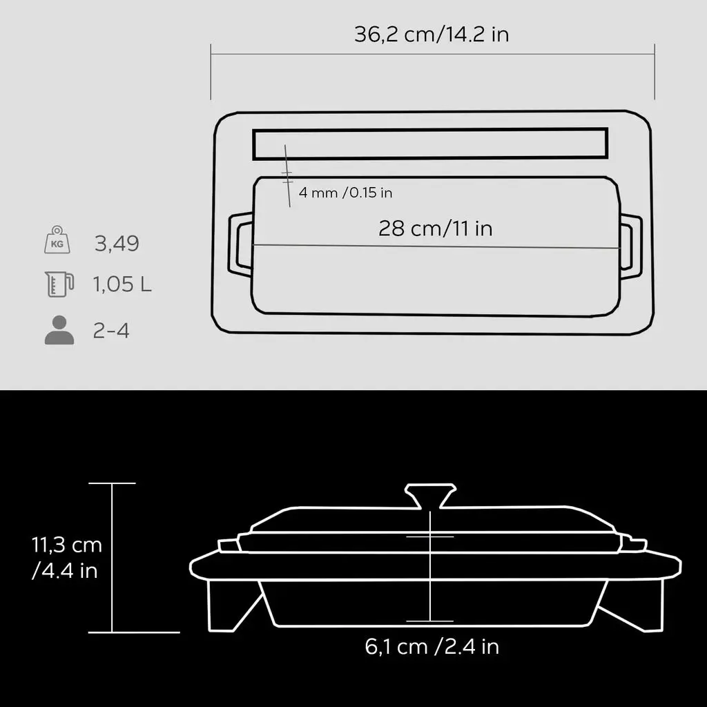 Støpejernsform 280x100x61 mm sort med stativ – 1,05 liter – Lava - Bilde 8