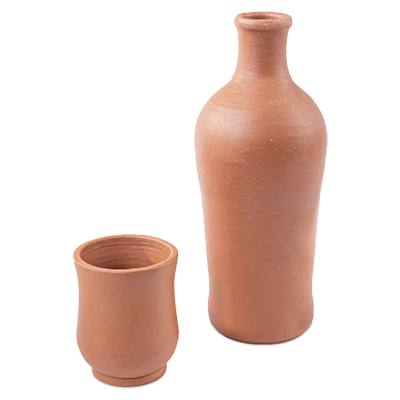 Vannflaske leire med kopp Ø8 - 24H cm EL-421, Turnor - Bilde 2