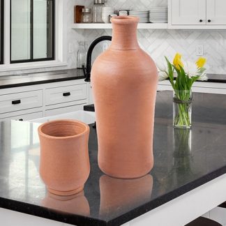 Leirkrukke Ø80xH240 mm med kopp, EL-421 – Elizi