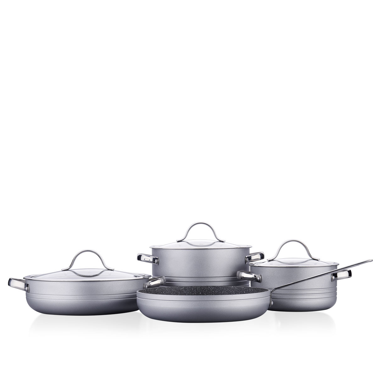 Kjelesett A2619-3 Linea grå 7 deler aluminium induksjon med non-stick belegg – Korkmaz - Bilde 2