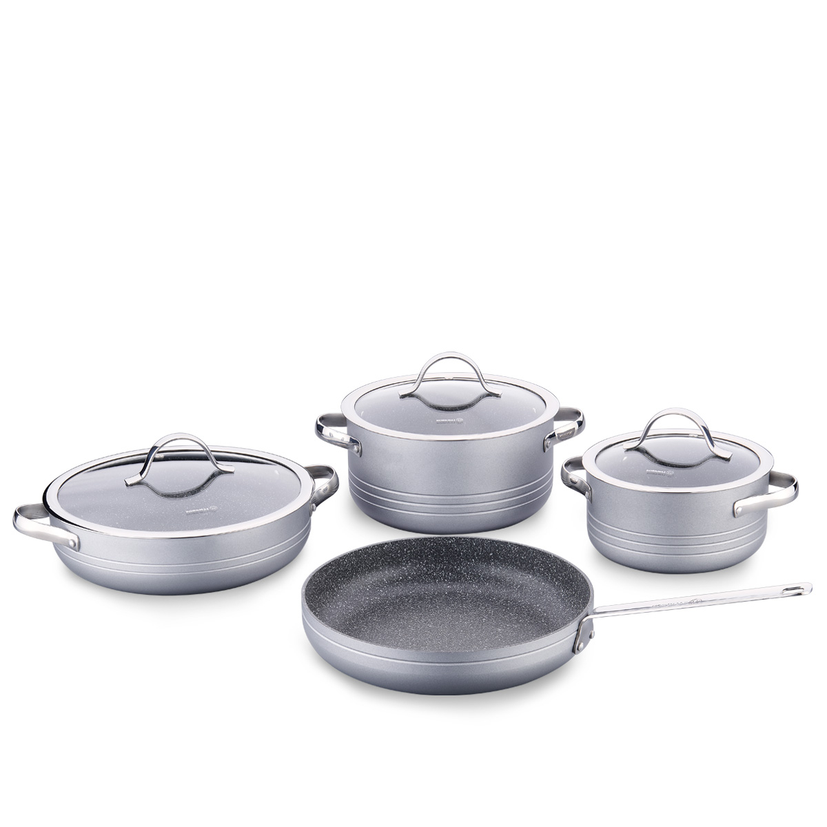 Kjelesett A2619-3 Linea grå 7 deler aluminium induksjon med non-stick belegg – Korkmaz