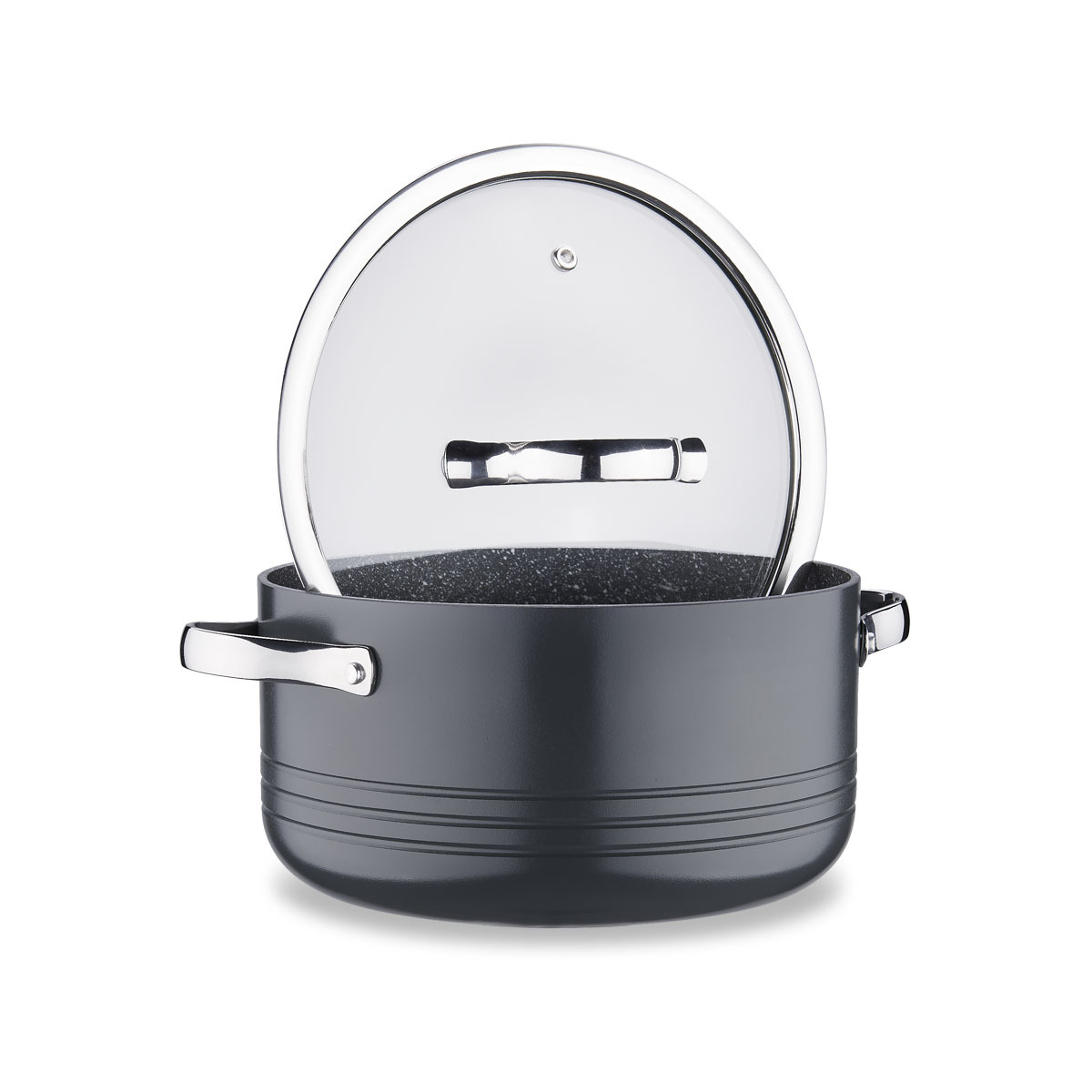 Kjelesett A2619-5 Linea Cosmica sort 7 deler aluminium induksjon med non-stick belegg – Korkmaz - Bilde 4