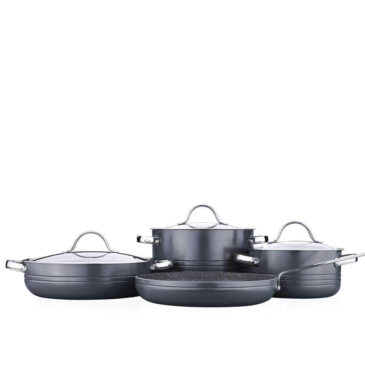 Kjelesett A2619-5 Linea Cosmica sort 7 deler aluminium induksjon med non-stick belegg – Korkmaz - Bilde 2