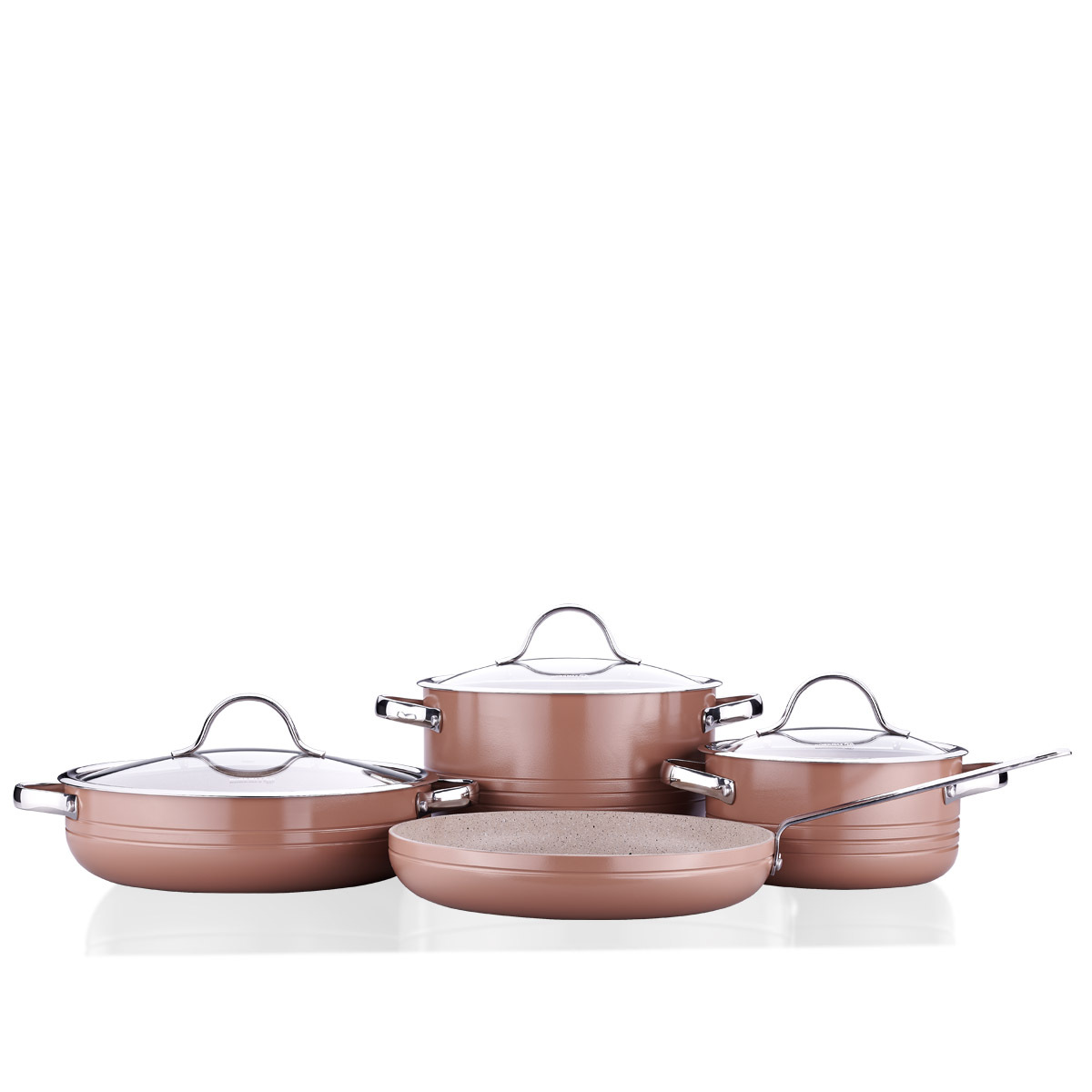 Kjelesett A2619-6 Linea mocha 7 deler aluminium induksjon med non-stick belegg – Korkmaz - Bilde 2