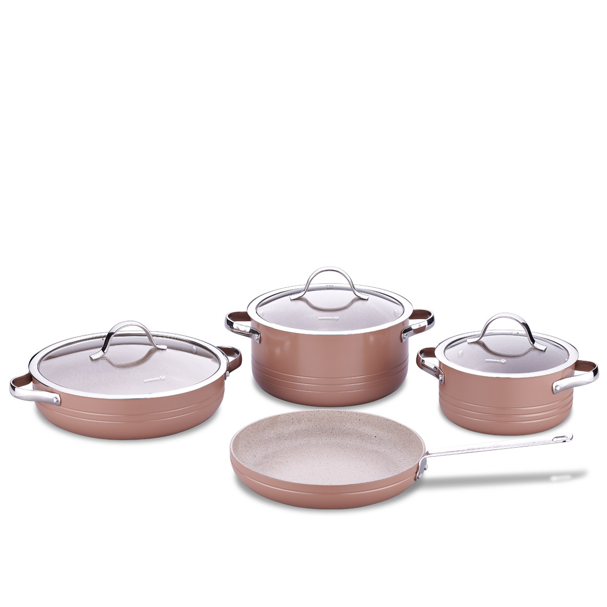 Kjelesett A2619-6 Linea mocha 7 deler aluminium induksjon med non-stick belegg – Korkmaz