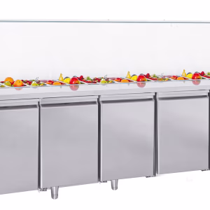 Kjølebenk med rett glasstopp – 4 dører – BGN4-SGC – 2330x700x850 mm - Frenox