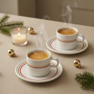 Gural Porselen Mental Altin 331 tyrkisk kaffekopp sett med tyrkisk kaffe (2 personer)