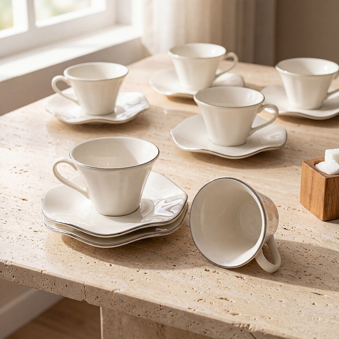 Gural Porselen Nesrin Gümüş 12KT220 tyrkisk kaffekopp sett (6 personer) Gural Porselen Nesrin Gümüş 12KT220 tyrkisk kaffekopp sett (6 personer) - Bilde 2