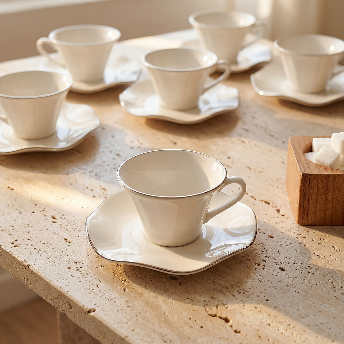 Gural Porselen Nesrin Gümüş 12KT220 tyrkisk kaffekopp sett (6 personer) Gural Porselen Nesrin Gümüş 12KT220 tyrkisk kaffekopp sett (6 personer) - Bilde 3