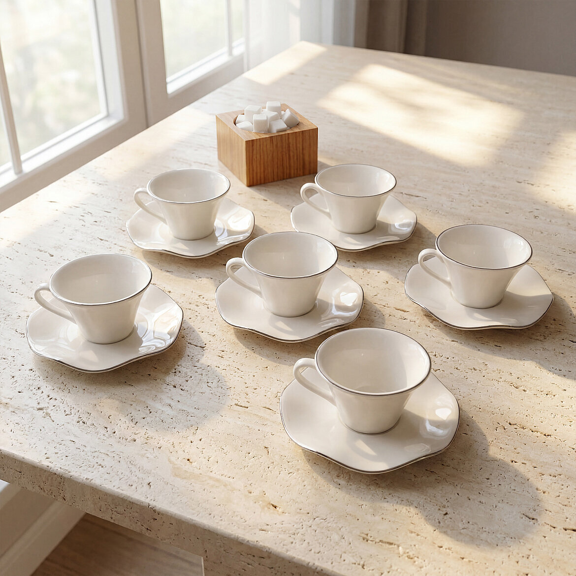 Gural Porselen Nesrin Gümüş 12KT220 tyrkisk kaffekopp sett (6 personer) Gural Porselen Nesrin Gümüş 12KT220 tyrkisk kaffekopp sett (6 personer) - Bilde 4