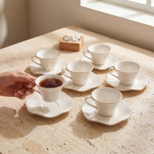 Gural Porselen Nesrin Gümüş 12KT220 tyrkisk kaffekopp sett (6 personer)