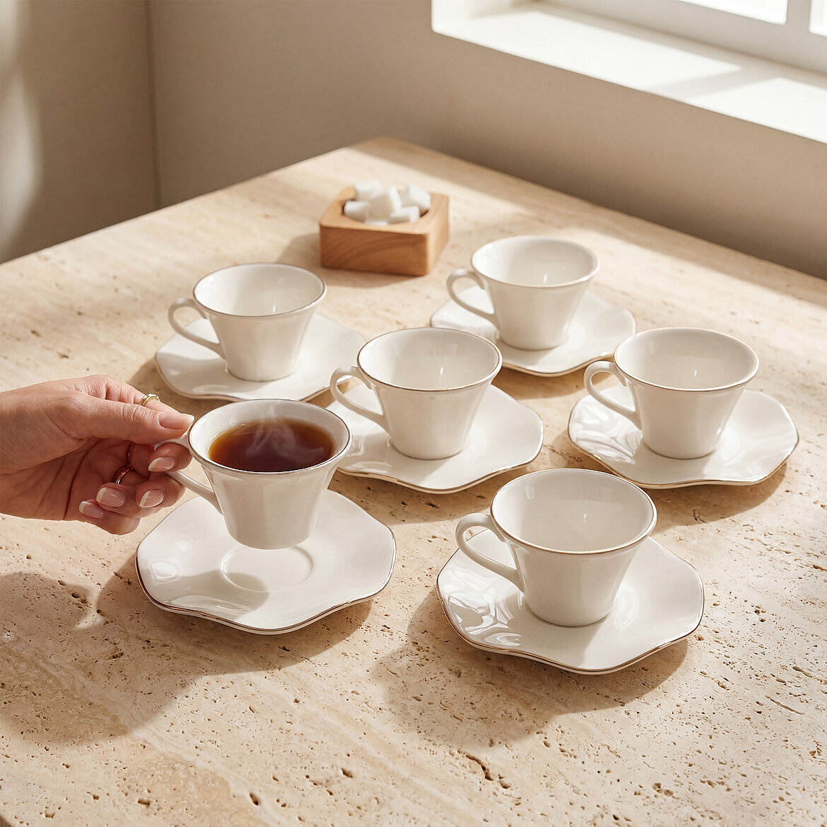 Gural Porselen Nesrin Gümüş 12KT220 tyrkisk kaffekopp sett (6 personer) Gural Porselen Nesrin Gümüş 12KT220 tyrkisk kaffekopp sett (6 personer)