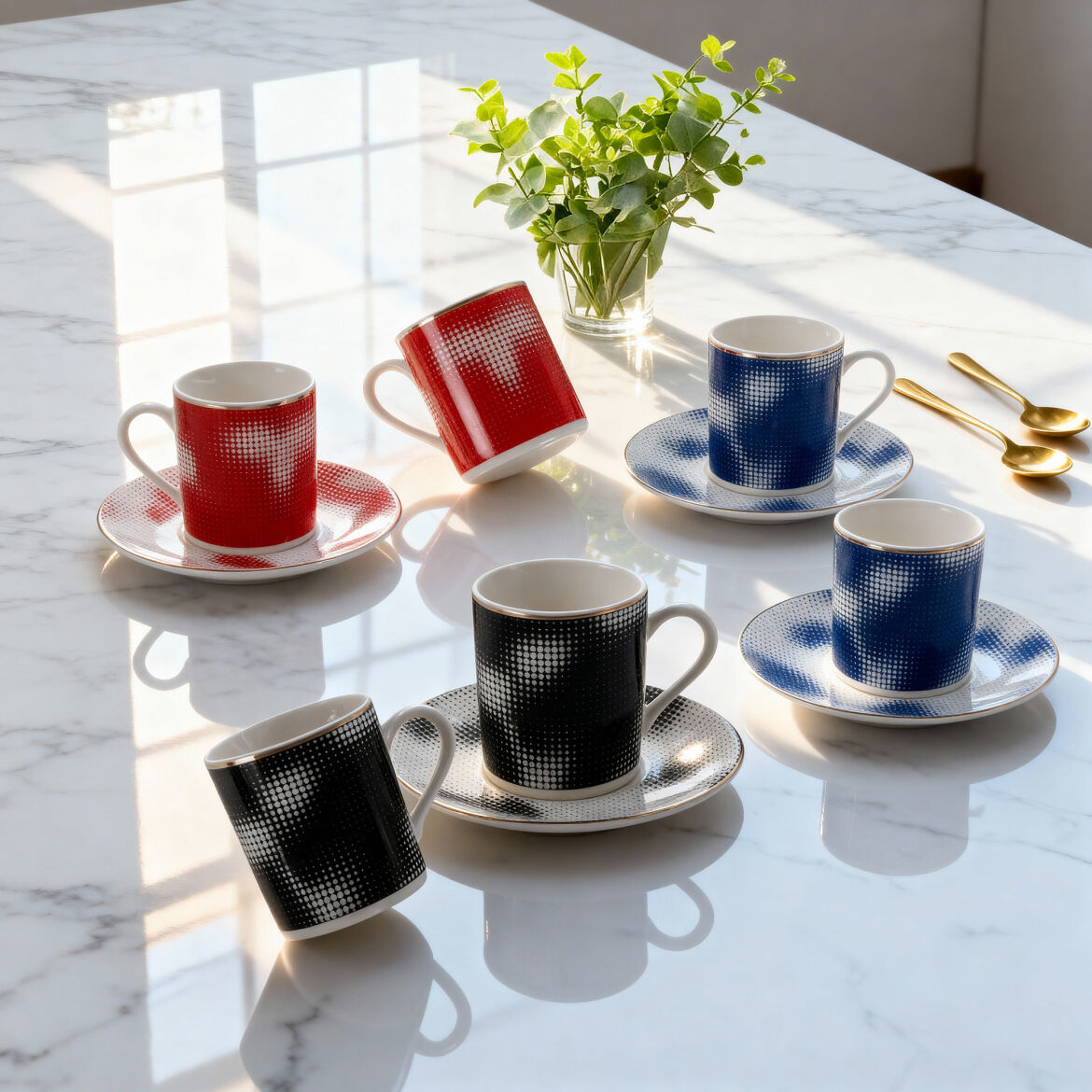 Gural Porselen Camelia Flerfarget 62421 tyrkisk kaffekopp sett (6 personer) Gural Porselen Camelia Flerfarget 62421 tyrkisk kaffekopp sett (6 personer) - Bilde 2