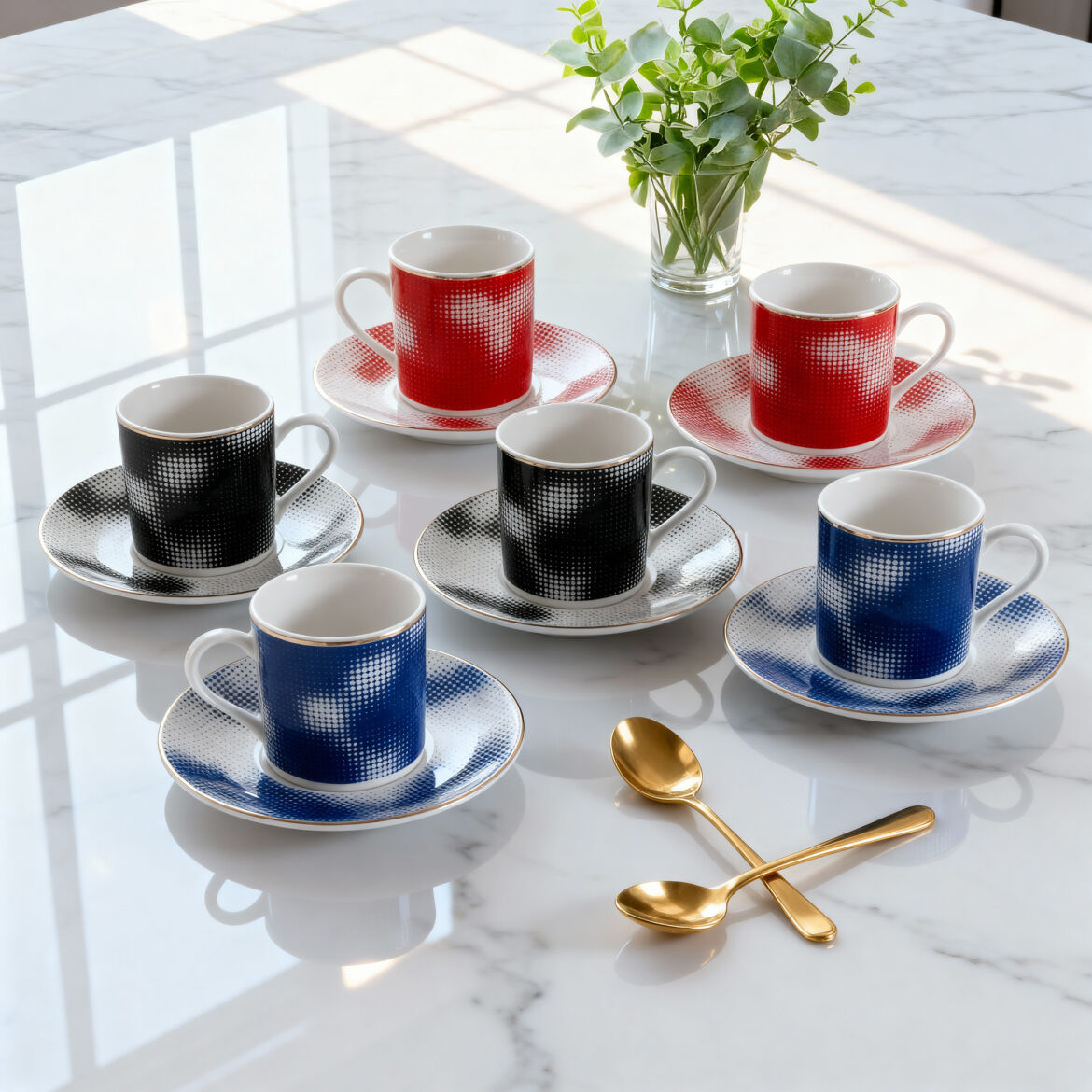Gural Porselen Camelia Flerfarget 62421 tyrkisk kaffekopp sett (6 personer) Gural Porselen Camelia Flerfarget 62421 tyrkisk kaffekopp sett (6 personer) - Bilde 4