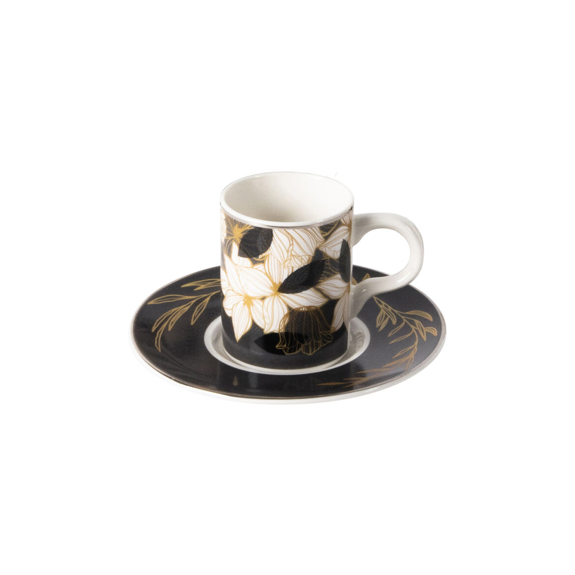 Gural Porselen Camelia Grå Blomst 6708 tyrkisk kaffekopp sett (6 personer) Gural Porselen Camelia Grå Blomst 6708 tyrkisk kaffekopp sett (6 personer) - Bilde 2