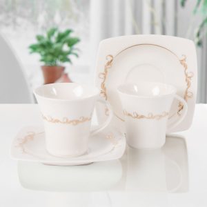 Gural Porselen Caroline Yaldız Mønster 6599 tyrkisk kaffekopp sett (6 personer)